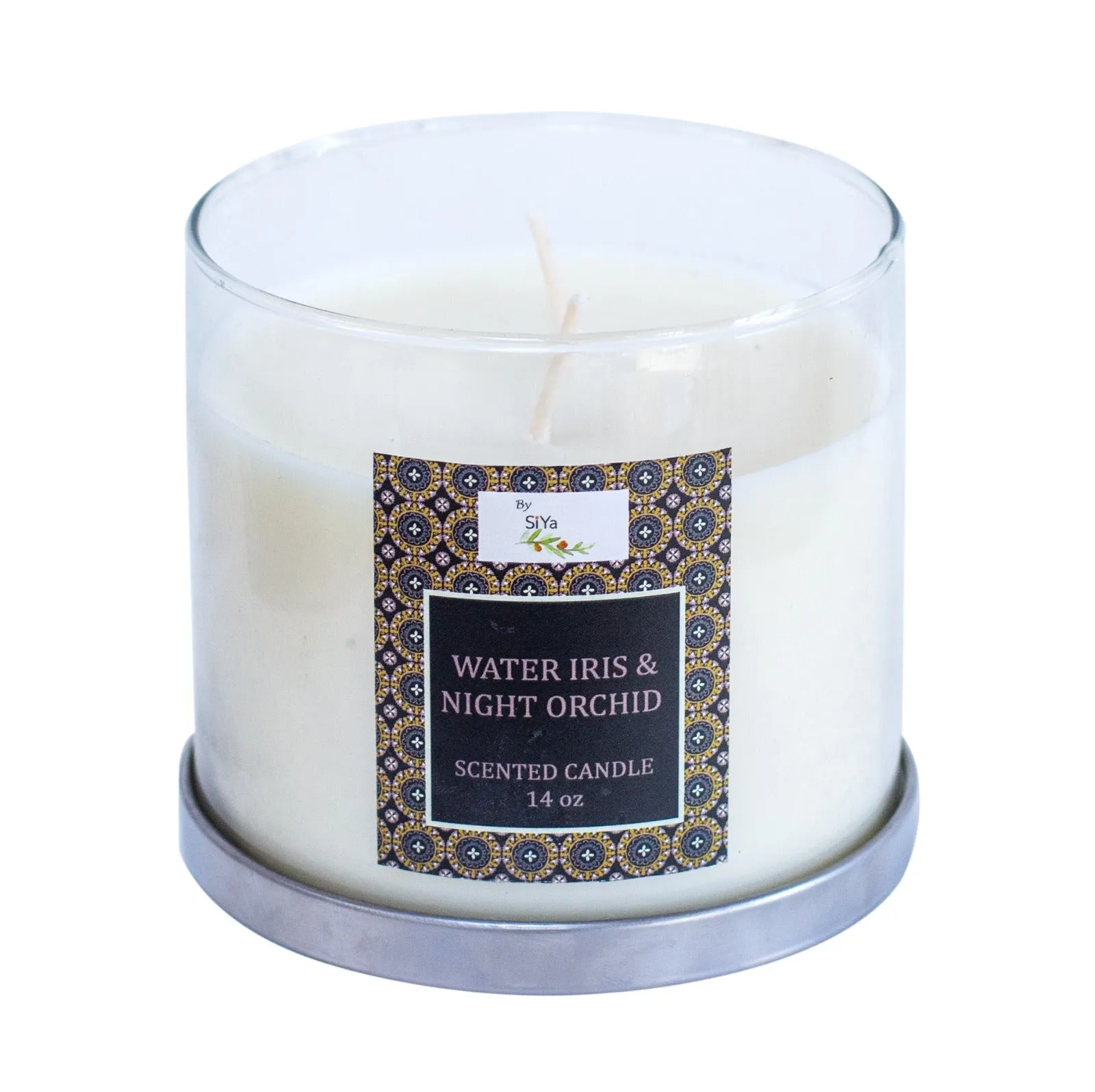 14Oz Glass Scented Candle With Steel Lid Jar