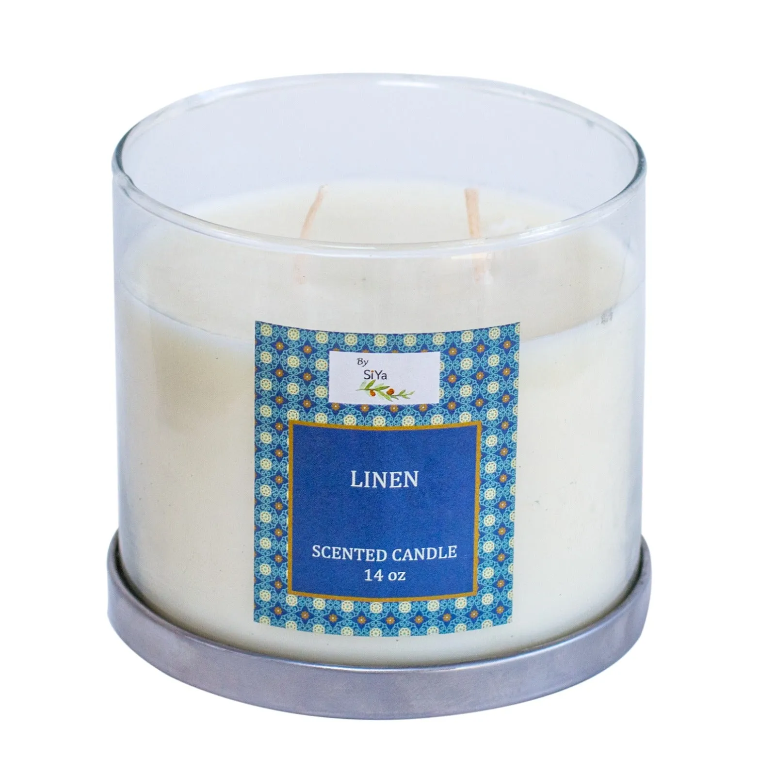 14Oz Glass Scented Candle With Steel Lid Jar