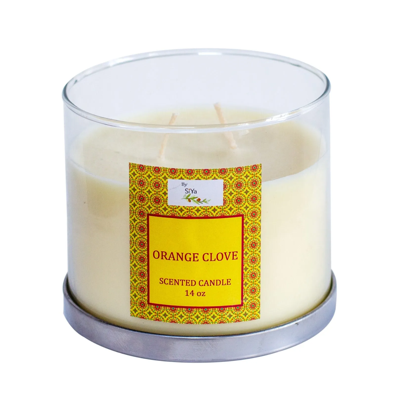 14Oz Glass Scented Candle With Steel Lid Jar