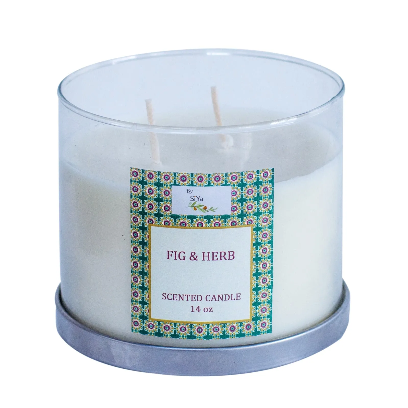14Oz Glass Scented Candle With Steel Lid Jar