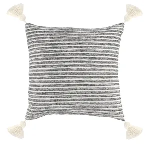 18X18 GREY/IVORY TASSEL PILLOW