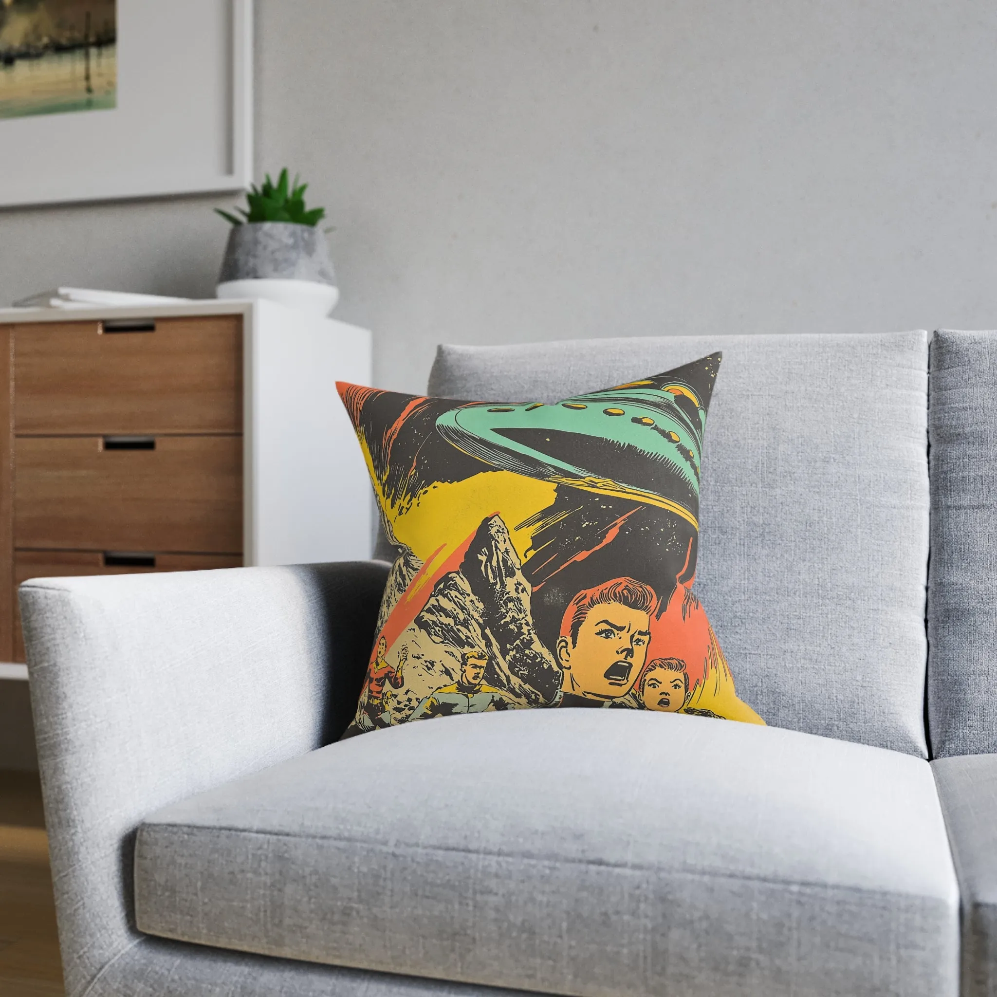 1950's Space Comic - Square Cushion - Space Home Decor UK