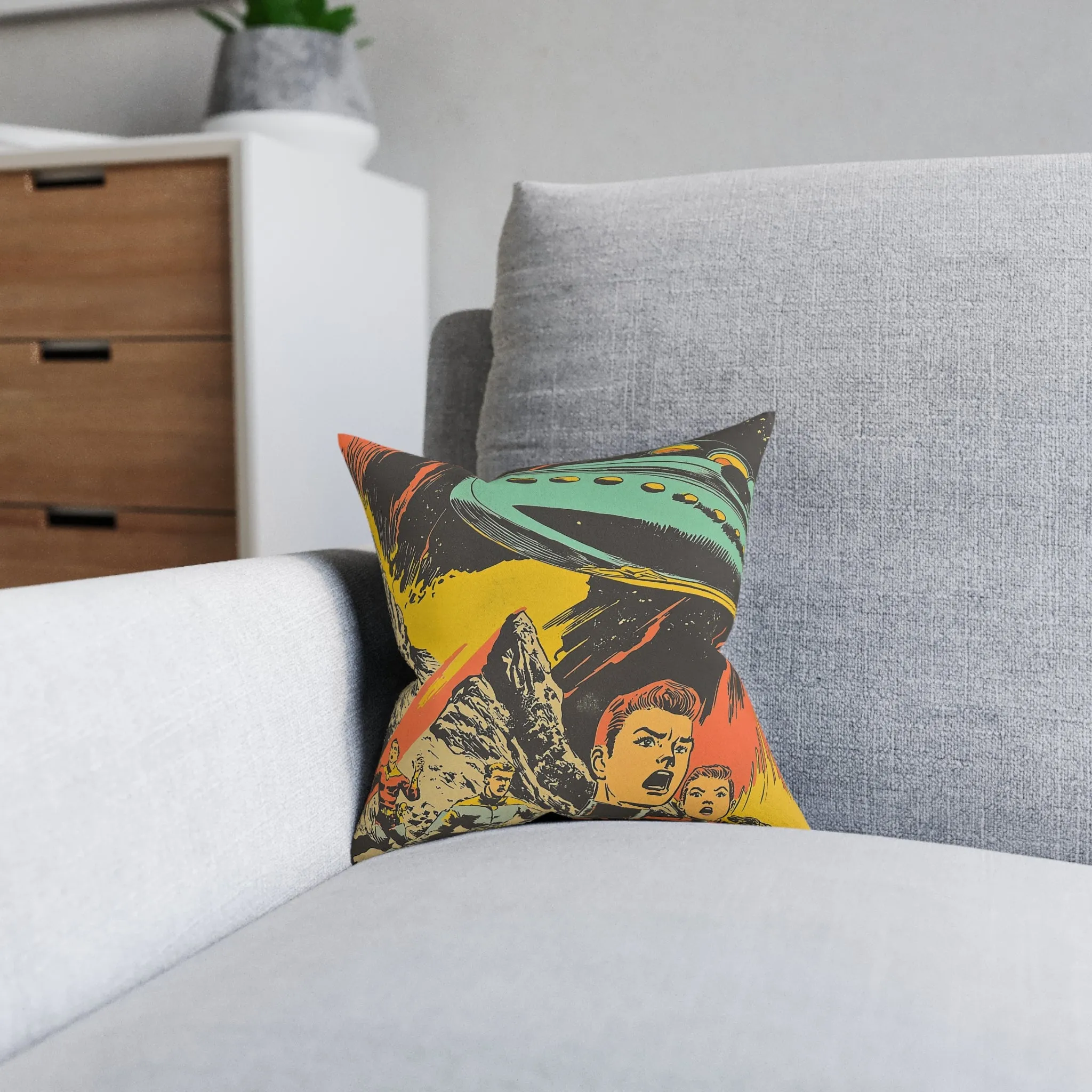 1950's Space Comic - Square Cushion - Space Home Decor UK