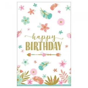 Amscan Paper Boho Happy Birthday Party Table Cover