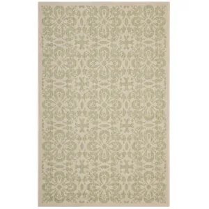 Ariana Vintage Floral Trellis 8x10 Indoor and Outdoor Area Rug  Light Green and Beige