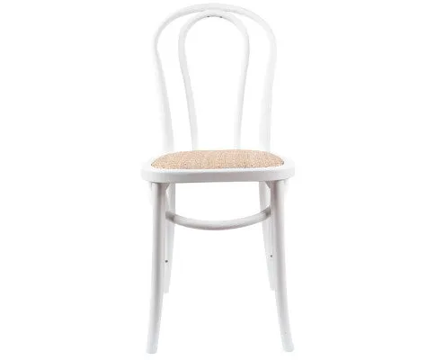 Azalea Arched Back Dining Chair 2 Set Solid Elm Timber Wood Rattan Seat - White