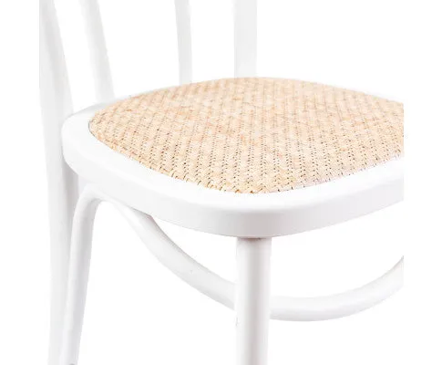 Azalea Arched Back Dining Chair 2 Set Solid Elm Timber Wood Rattan Seat - White