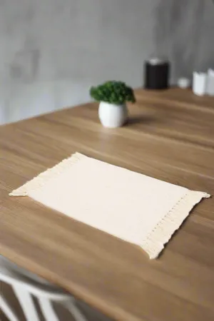 Beige Cotton Woven Rectangle Placemat
