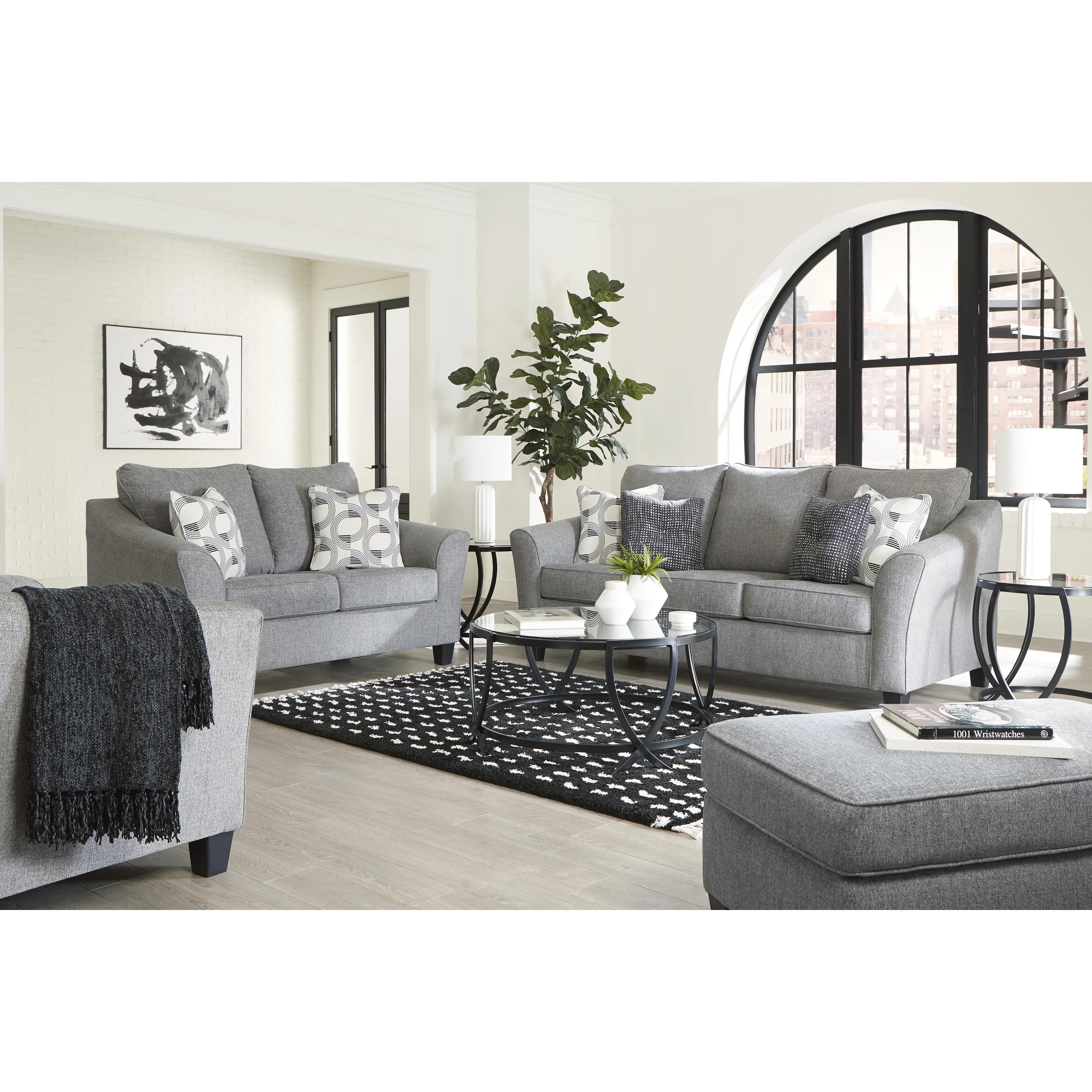Benchcraft Mathonia Stationary Fabric Chair with Ottoman 5190314/5190323