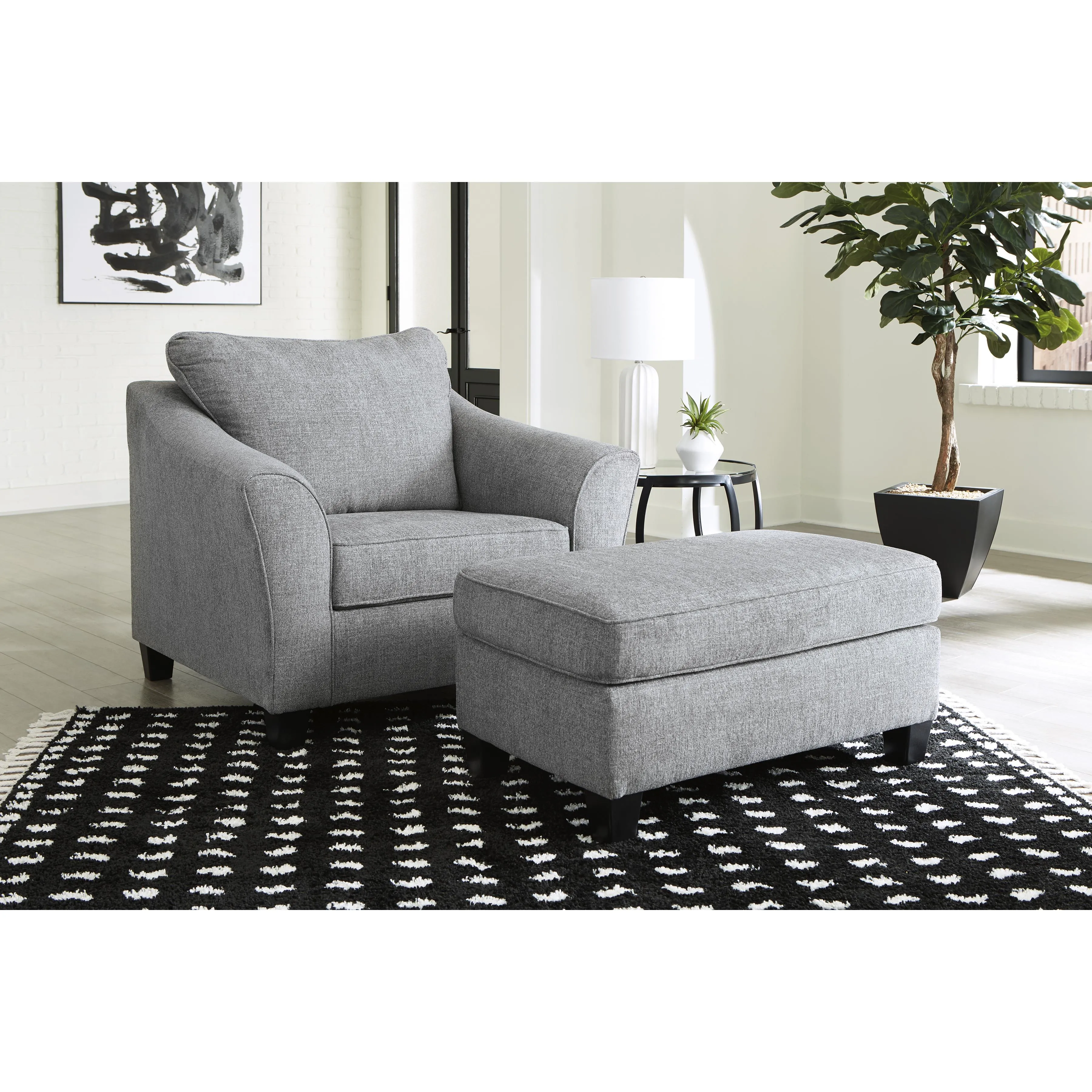 Benchcraft Mathonia Stationary Fabric Chair with Ottoman 5190314/5190323
