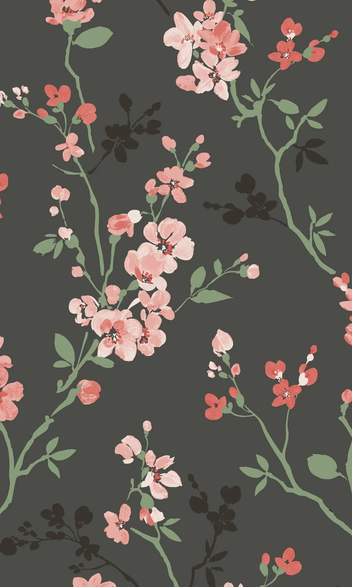 Black Classic Minimalist Floral Wallpaper R9302