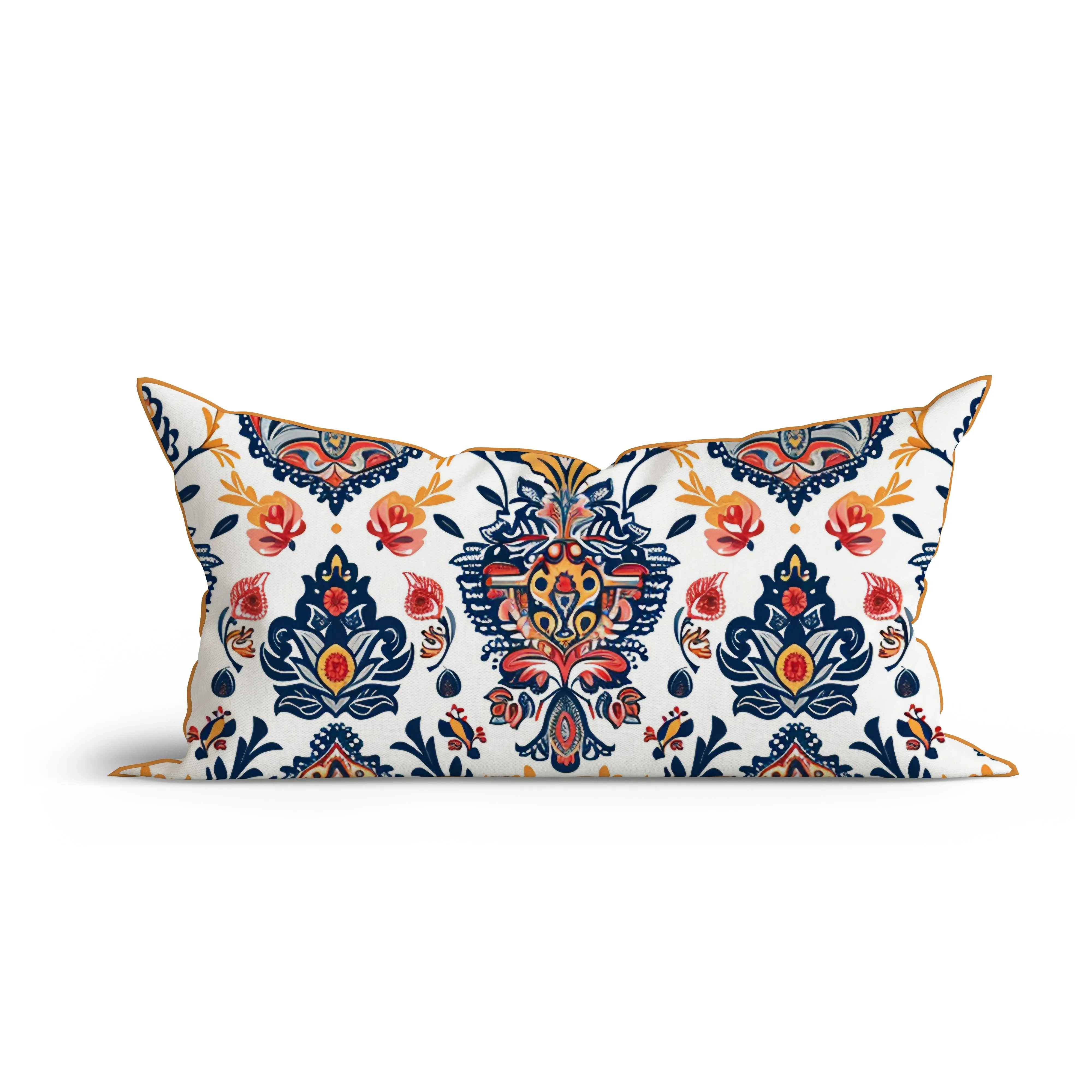 Bohemian Abstract Colorful Cotton Cushion with Piping