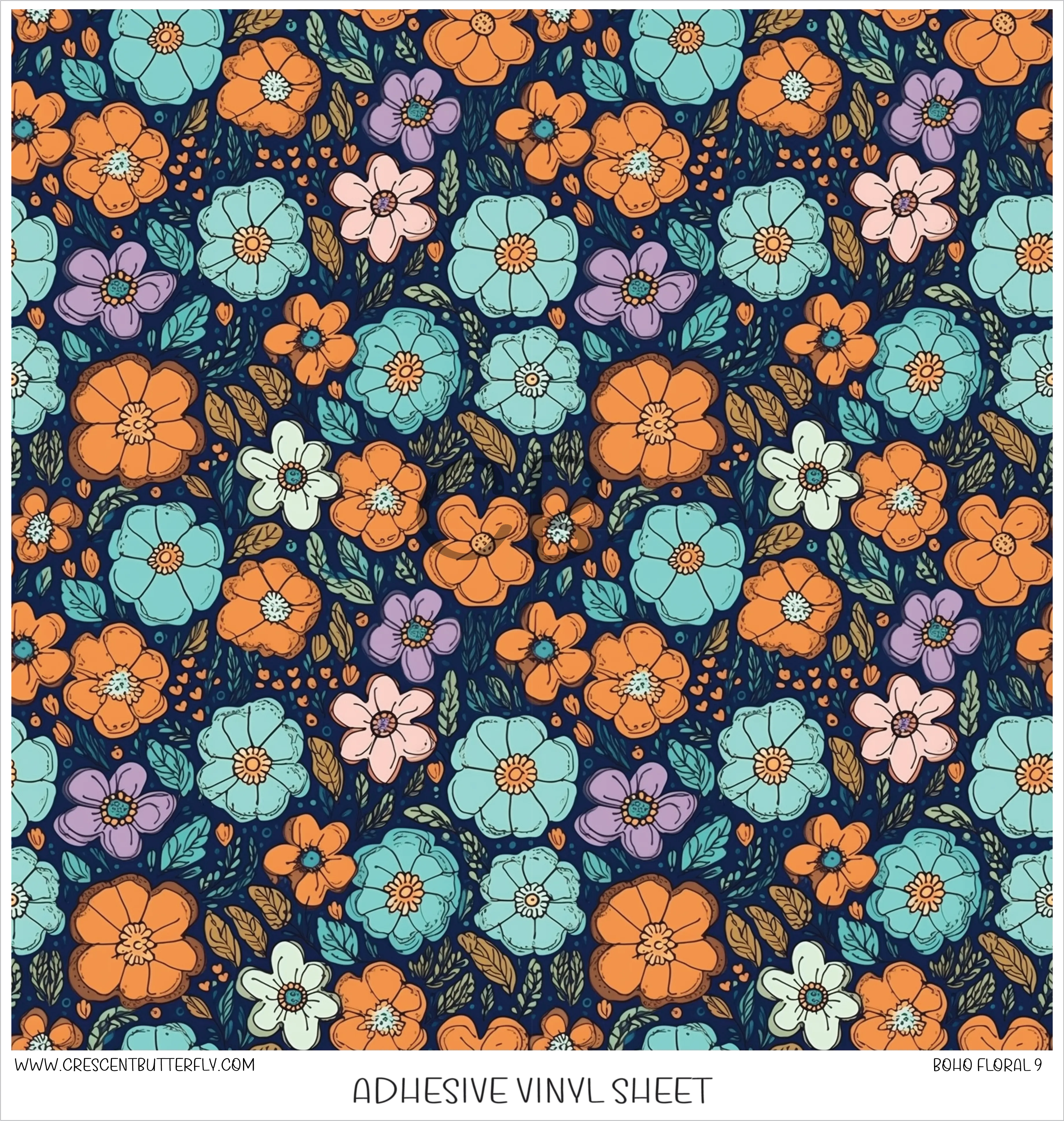 Boho Floral 9 Printed Vinyl Sheet/Wrap