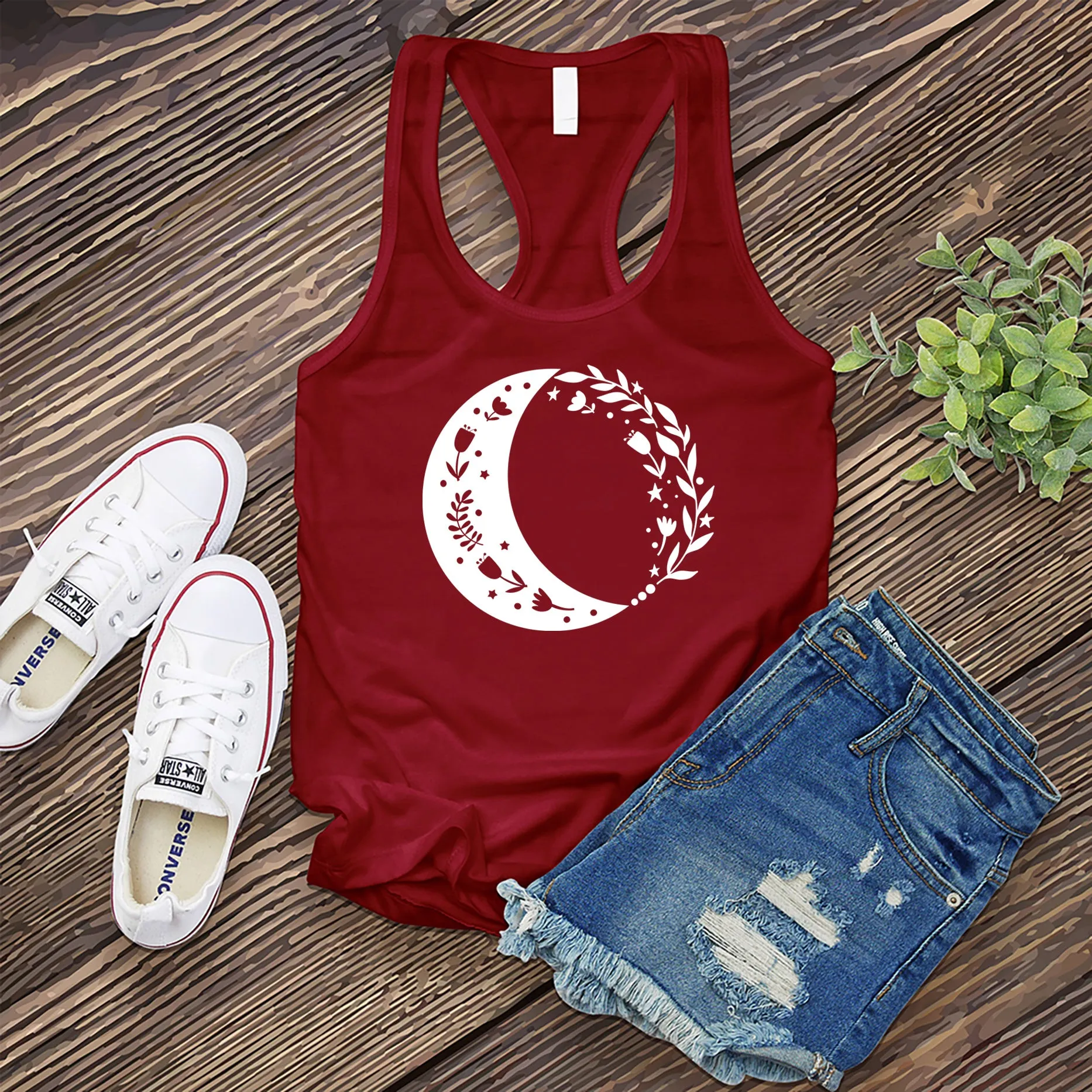 Boho Floral Moon Women's Tank Top