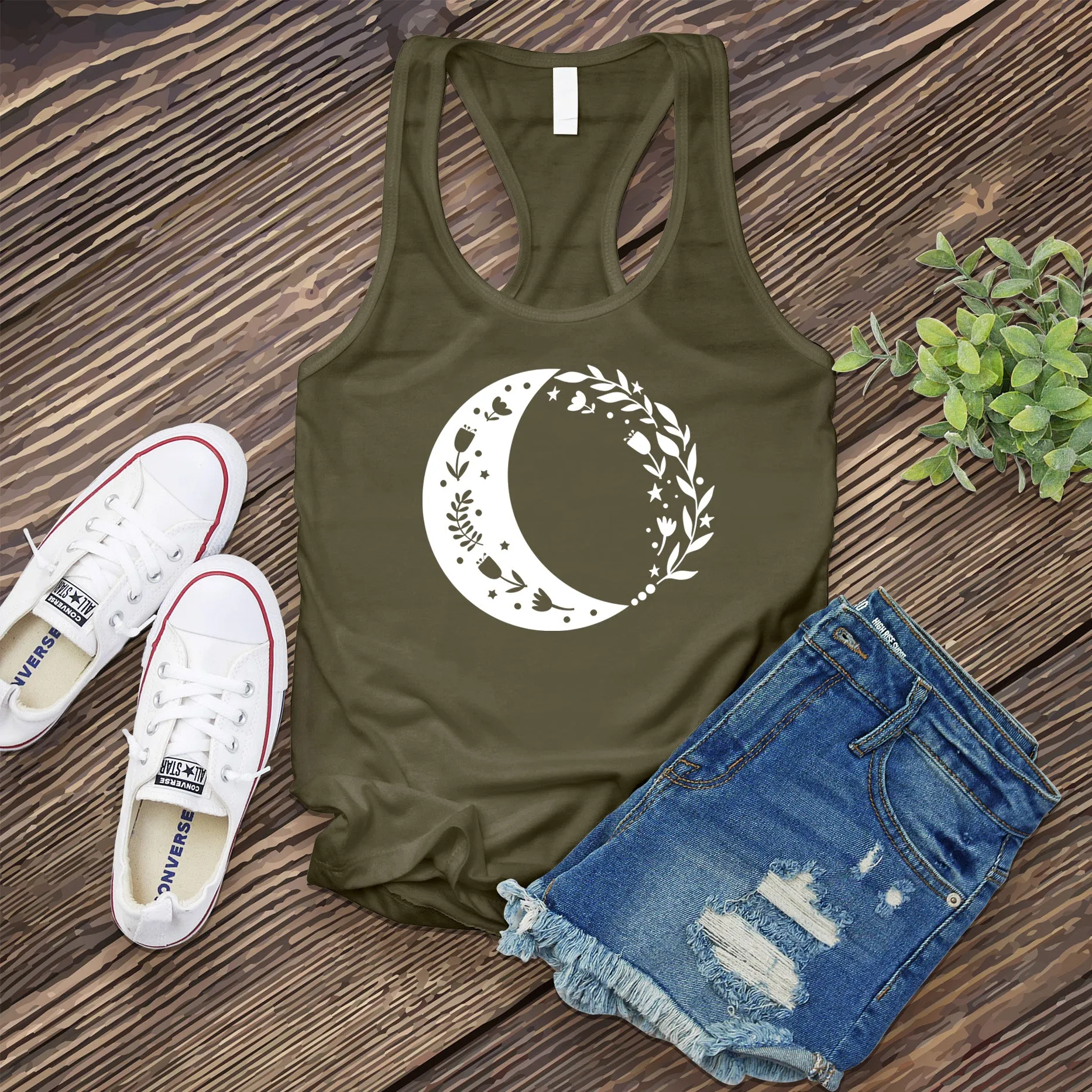Boho Floral Moon Women's Tank Top