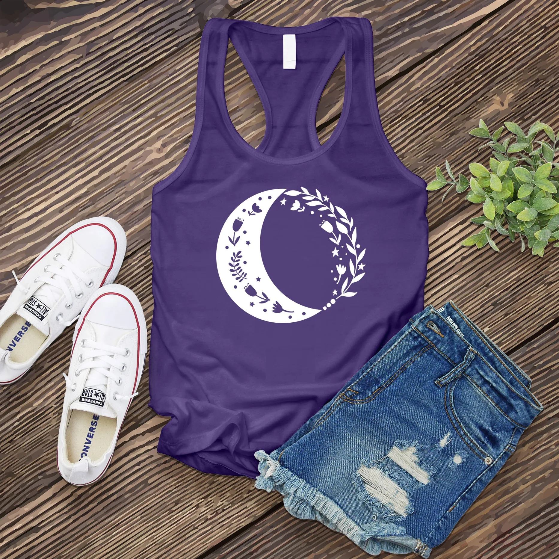 Boho Floral Moon Women's Tank Top