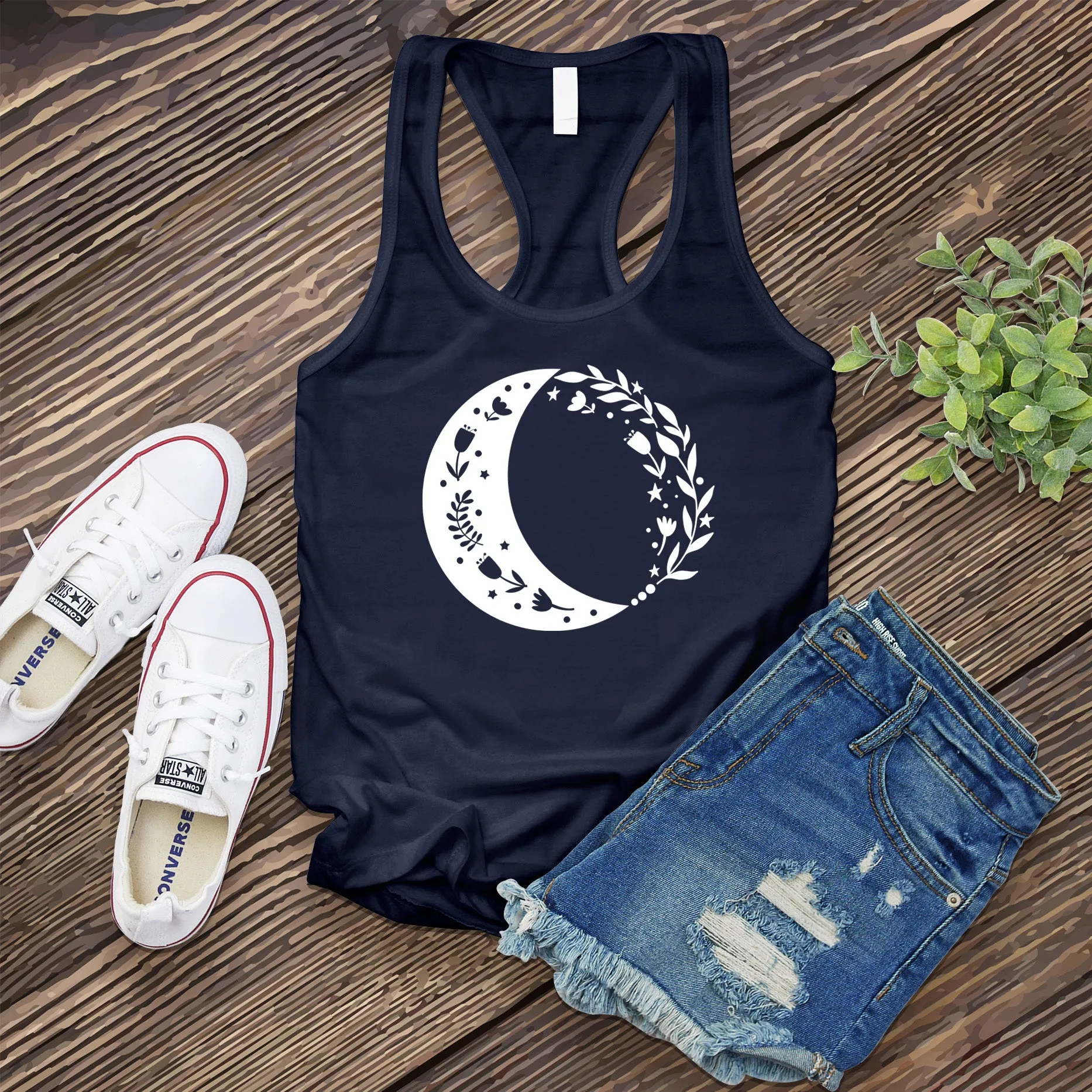 Boho Floral Moon Women's Tank Top
