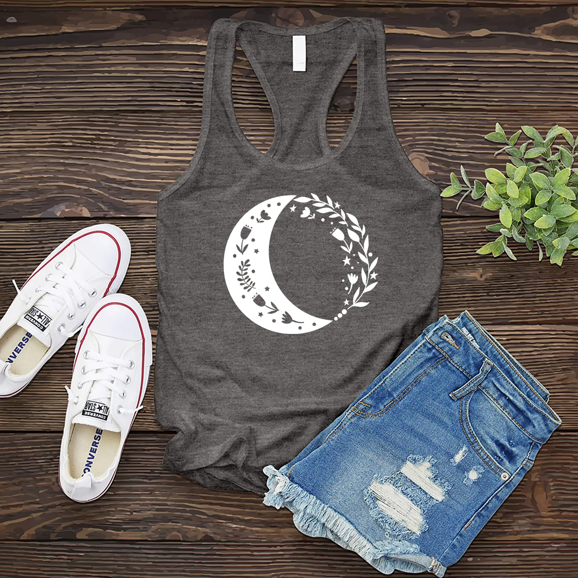 Boho Floral Moon Women's Tank Top
