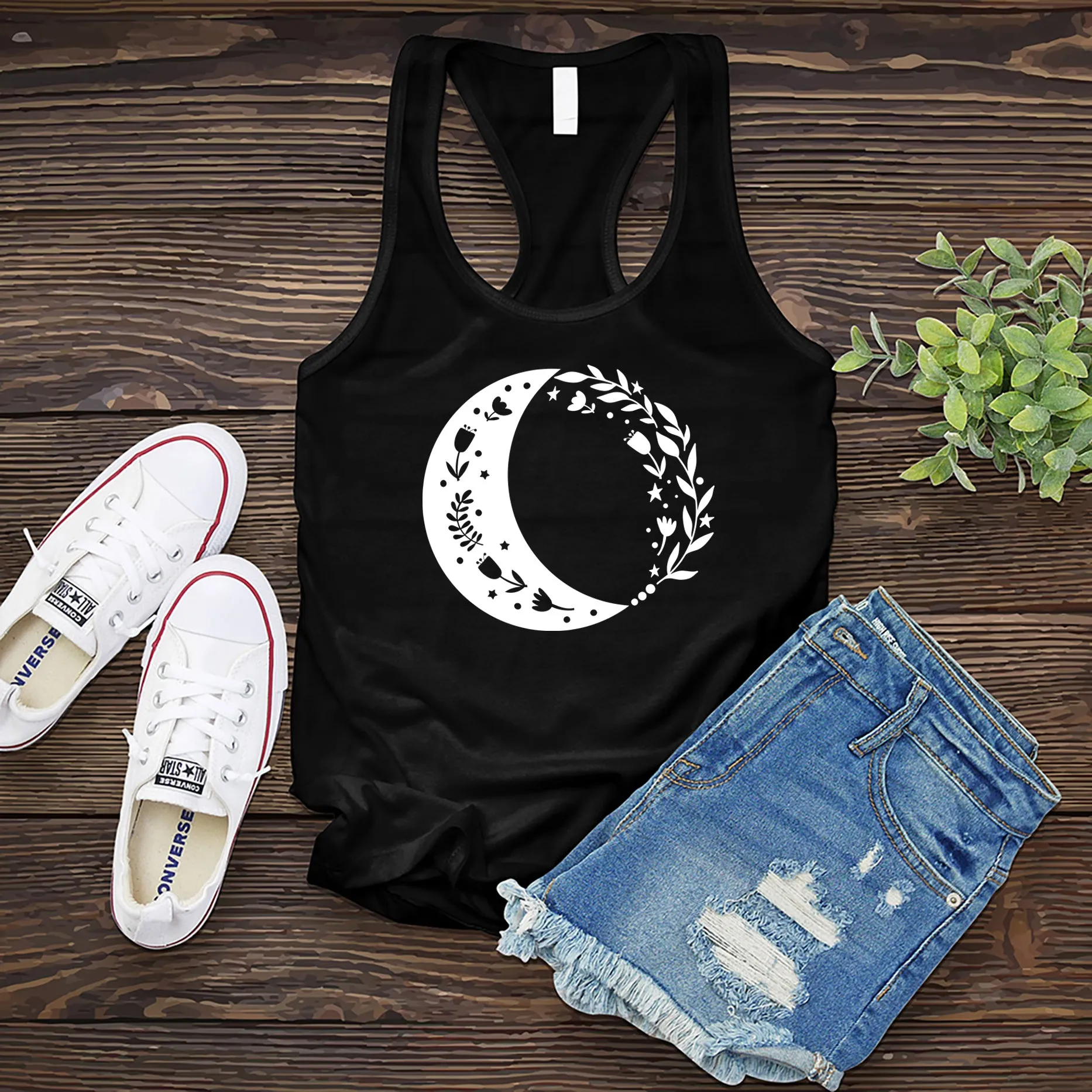 Boho Floral Moon Women's Tank Top