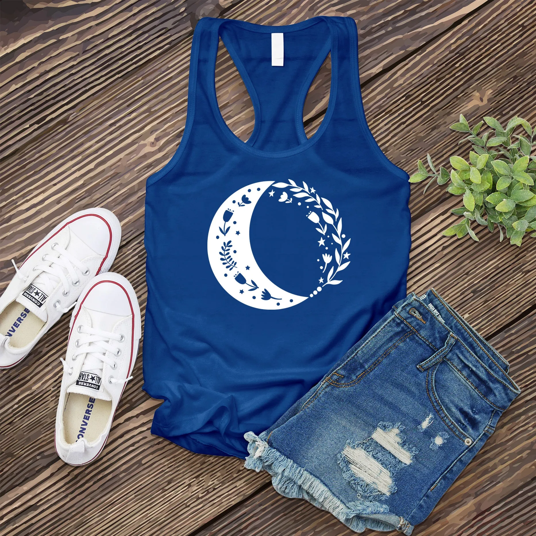 Boho Floral Moon Women's Tank Top