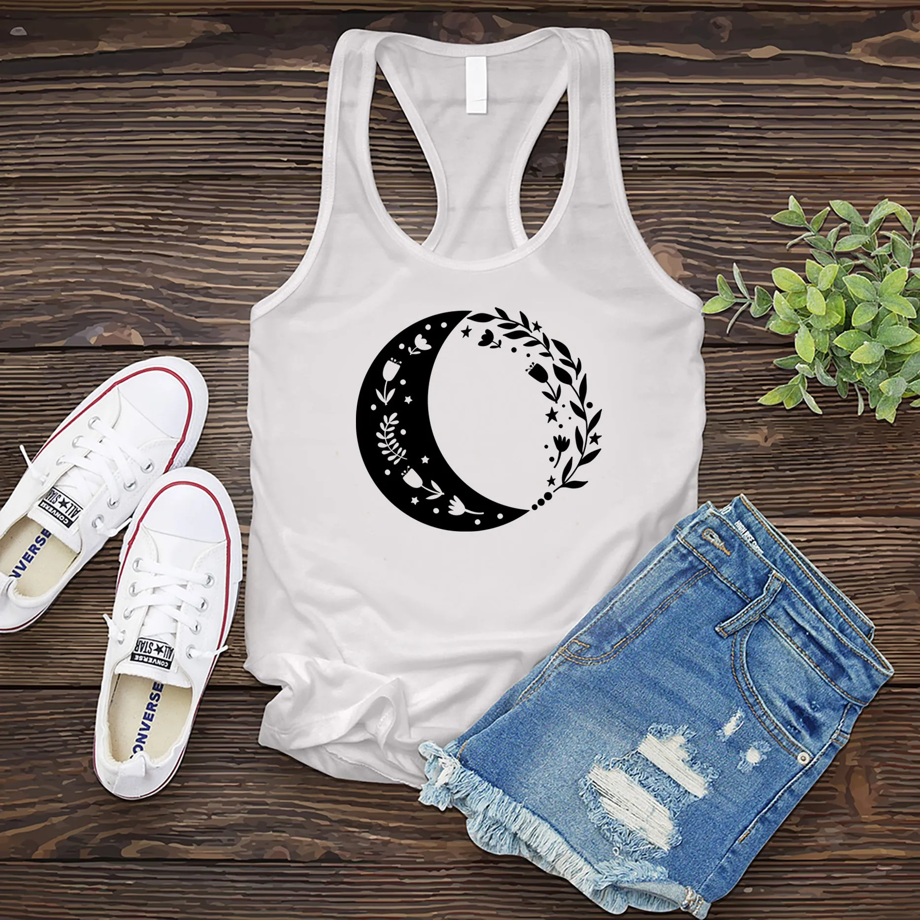 Boho Floral Moon Women's Tank Top