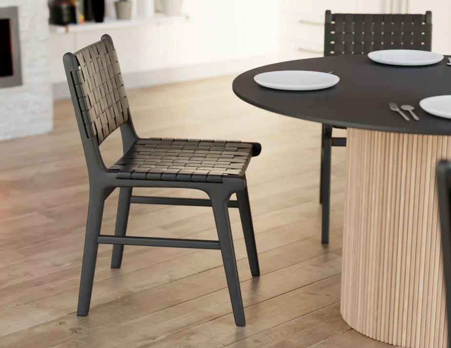 Brooklyn Dining Chair - Woven Black Seat / Black Frame