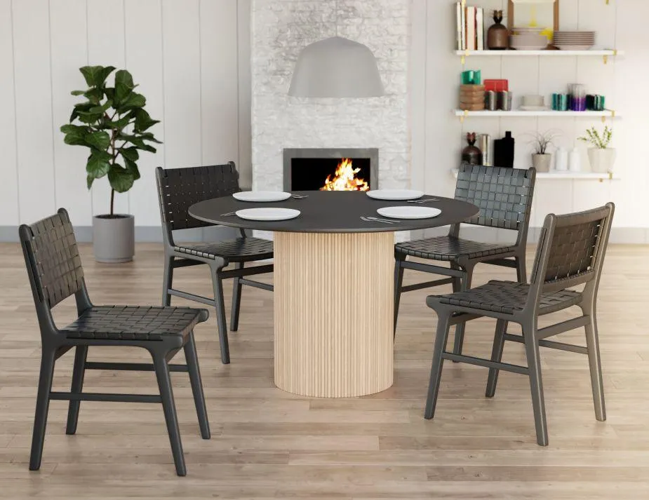 Brooklyn Dining Chair - Woven Black Seat / Black Frame