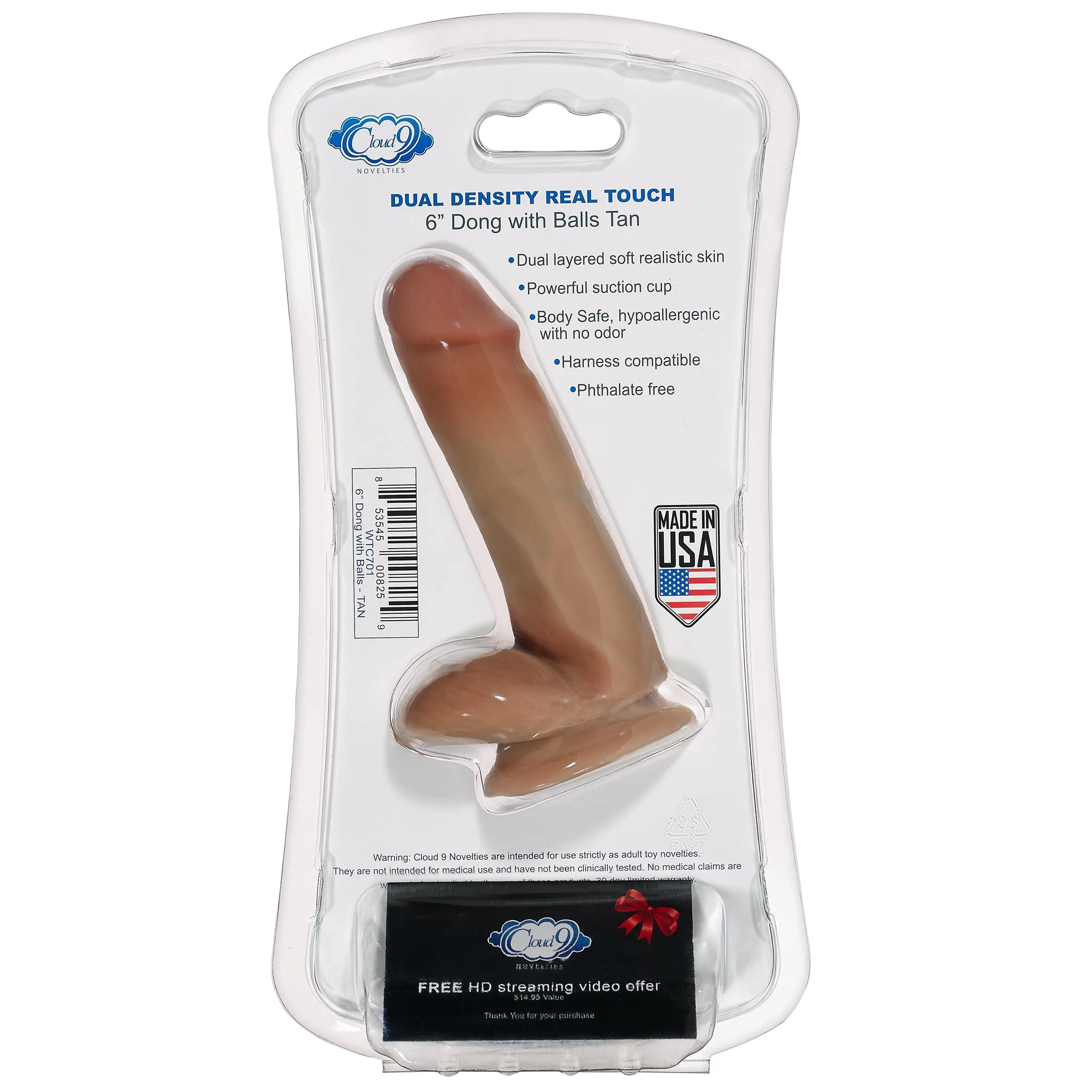 Cloud 9 Dual Density Real Touch 6in With Balls Tan/ Mocha