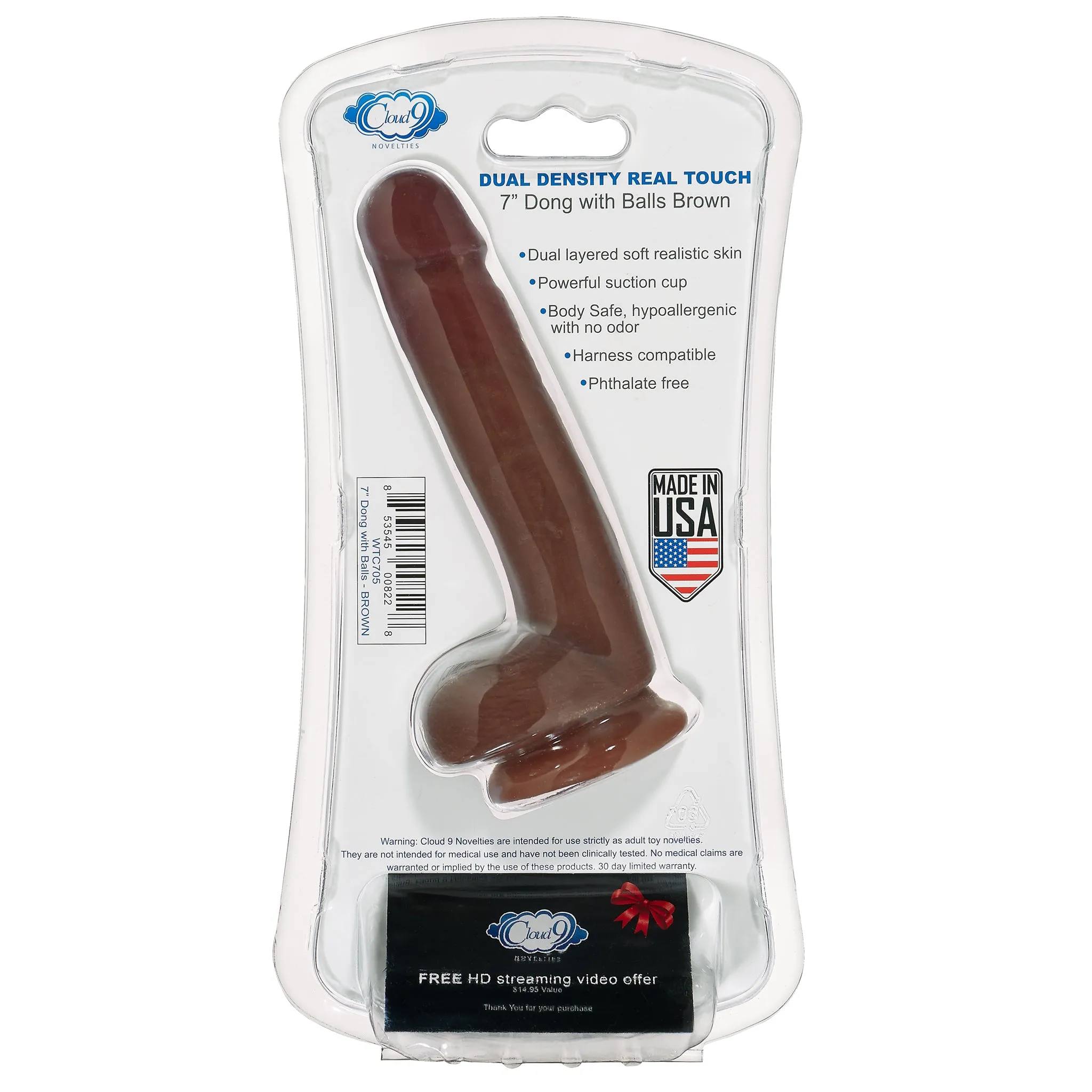 Cloud 9 Dual Density Real Touch 7in With Balls Brown
