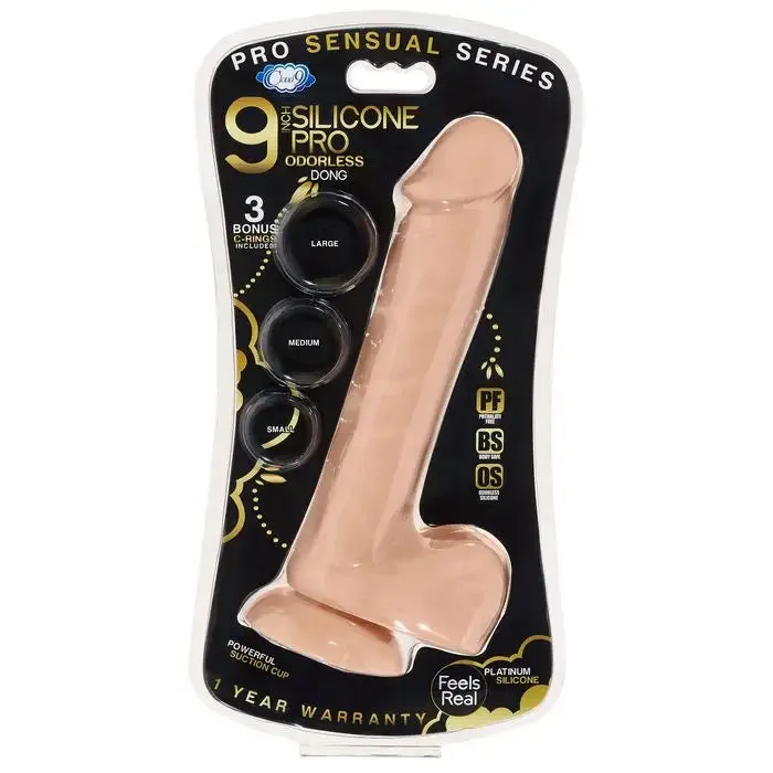 Cloud 9 Pro Sensual Premium Silicone Dong W/ 3 C Rings 9 "