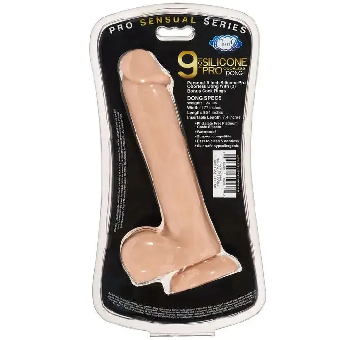Cloud 9 Pro Sensual Premium Silicone Dong W/ 3 C Rings 9 "