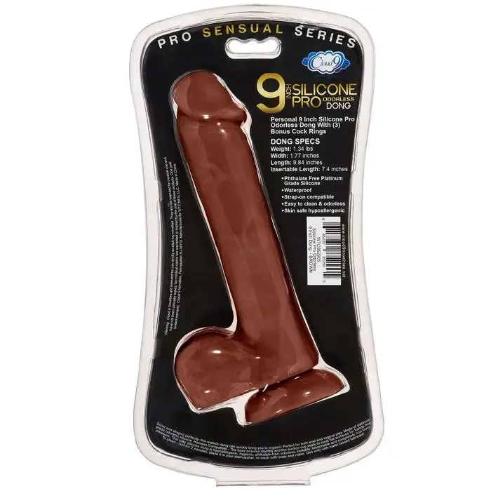 Cloud 9 Pro Sensual Premium Silicone Dong W/ 3 C Rings 9 "