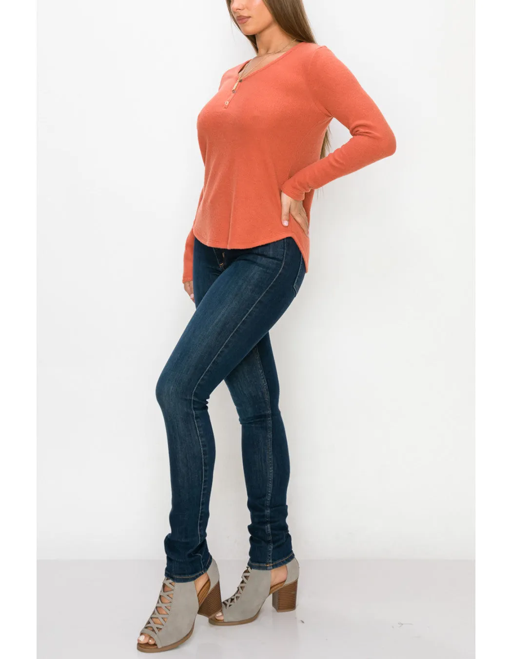 Cozy Henley Rust