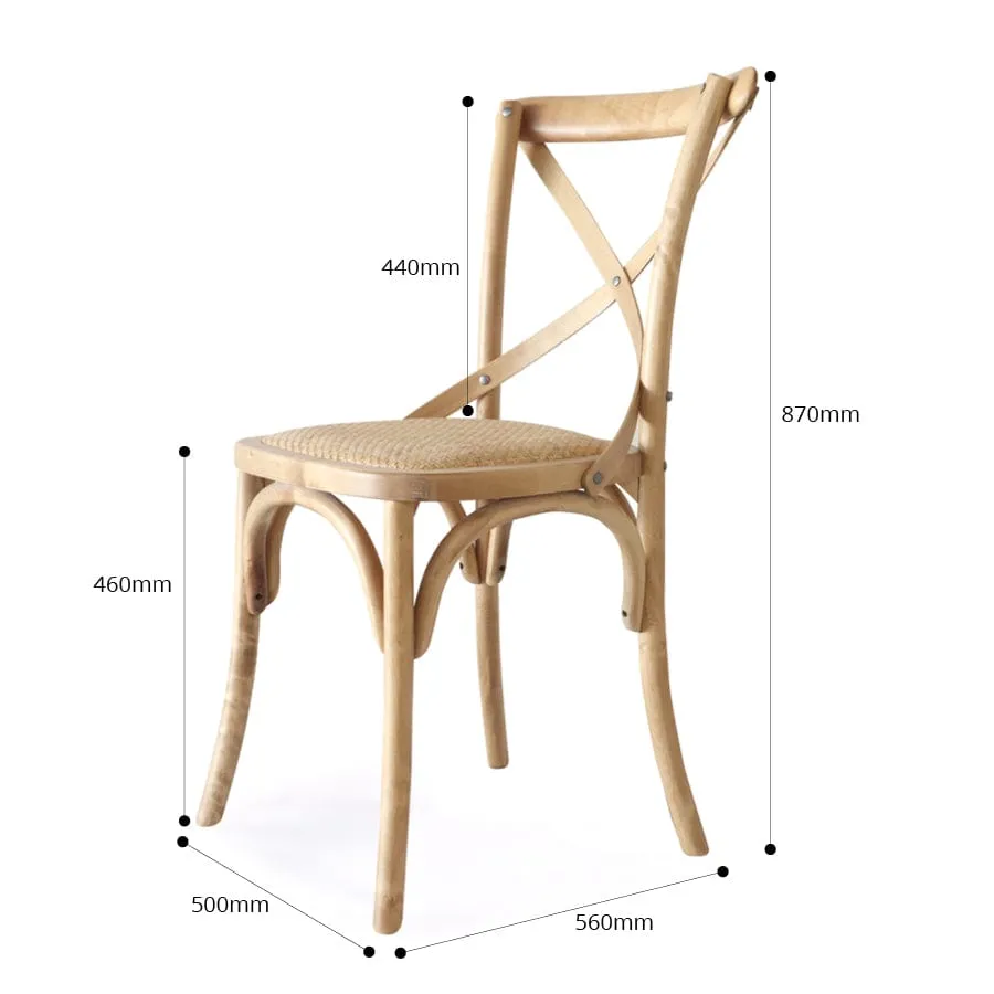 Cross Back Dining Chair Natural | Set of 2