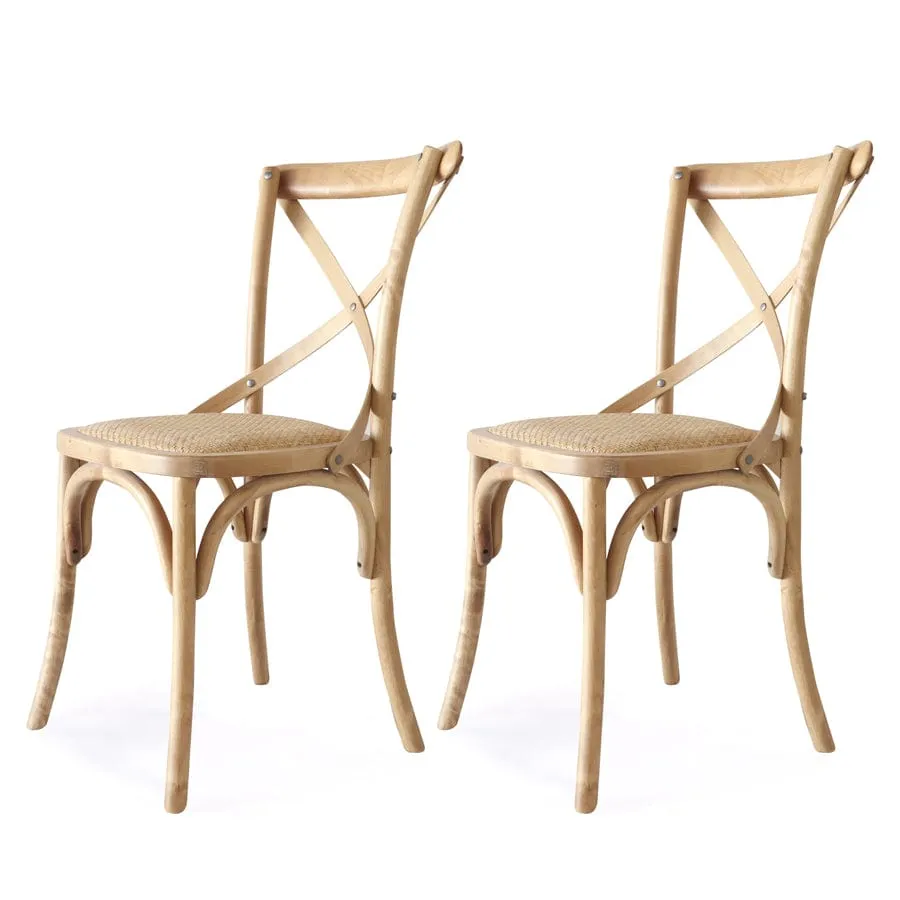 Cross Back Dining Chair Natural | Set of 2