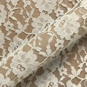 Daisy Ivory Tan Floral Lace Overlay Upholstery Fabric - 54"