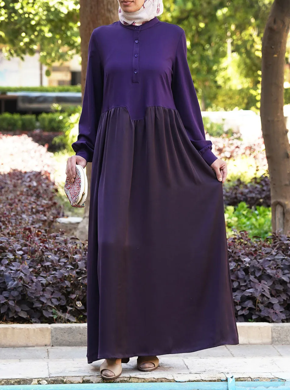 Dual Fabric Gathered Abaya