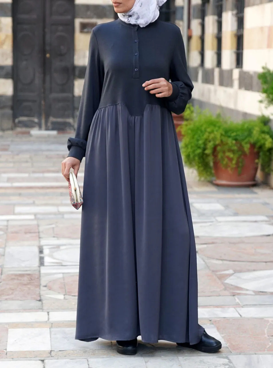 Dual Fabric Gathered Abaya