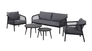 Duoyes Wicker(Olefin) Patio Furniture Set, Elegant and Minimalist Design 5-PC Set in Aluminum Frame with Cushions