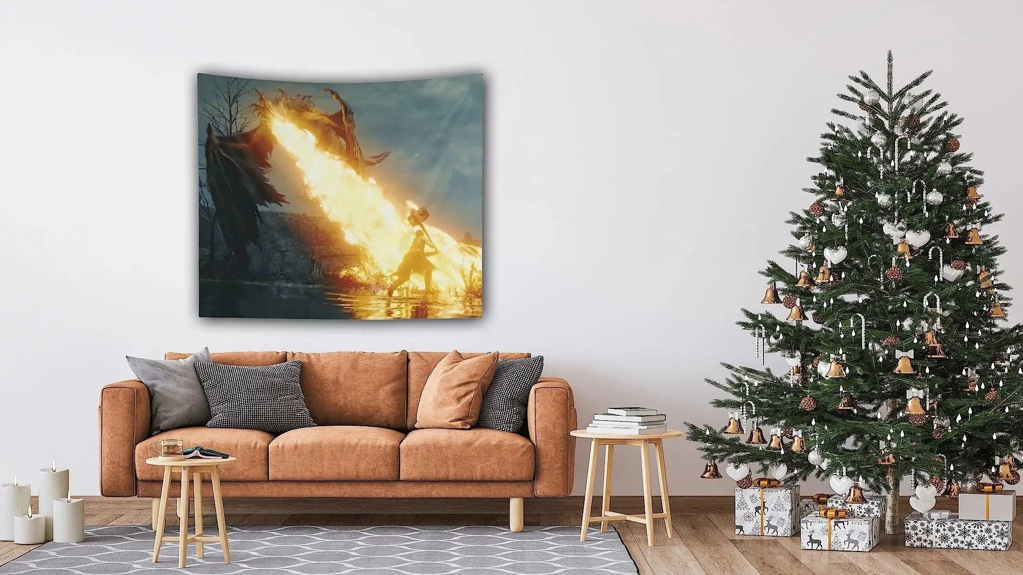 Elden Ring Dragon Fire Indoor Wall Tapestries