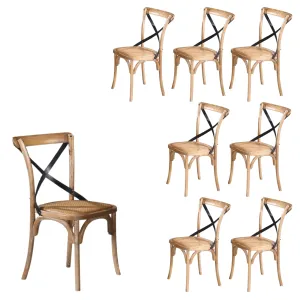 Elegant X-Back Birchwood Dining Chairs Set, Natural - 8pc