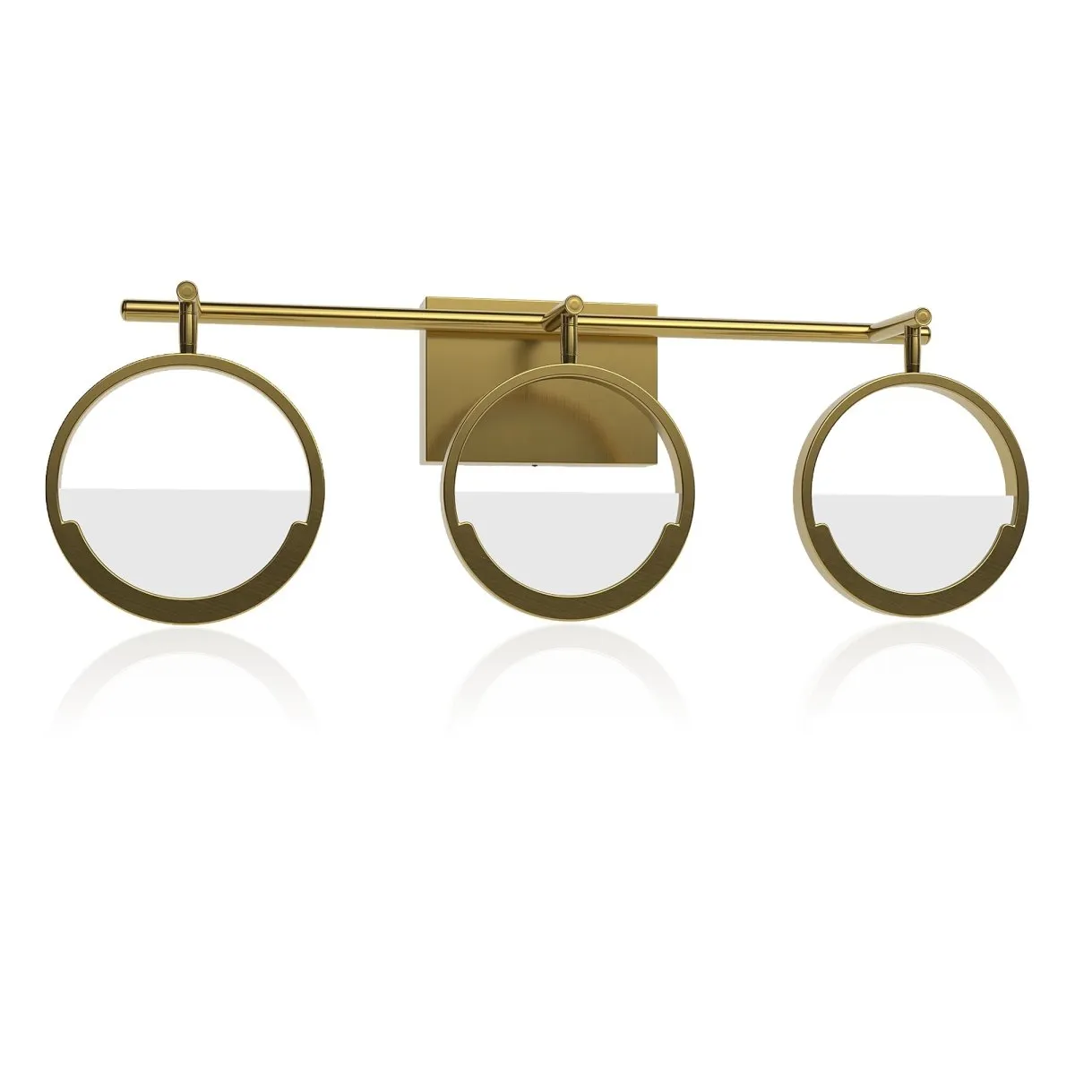 ExBrite Modern Simplicity LED Vanity Light with Rotatable Heads and Dimmable Brightness, Gold