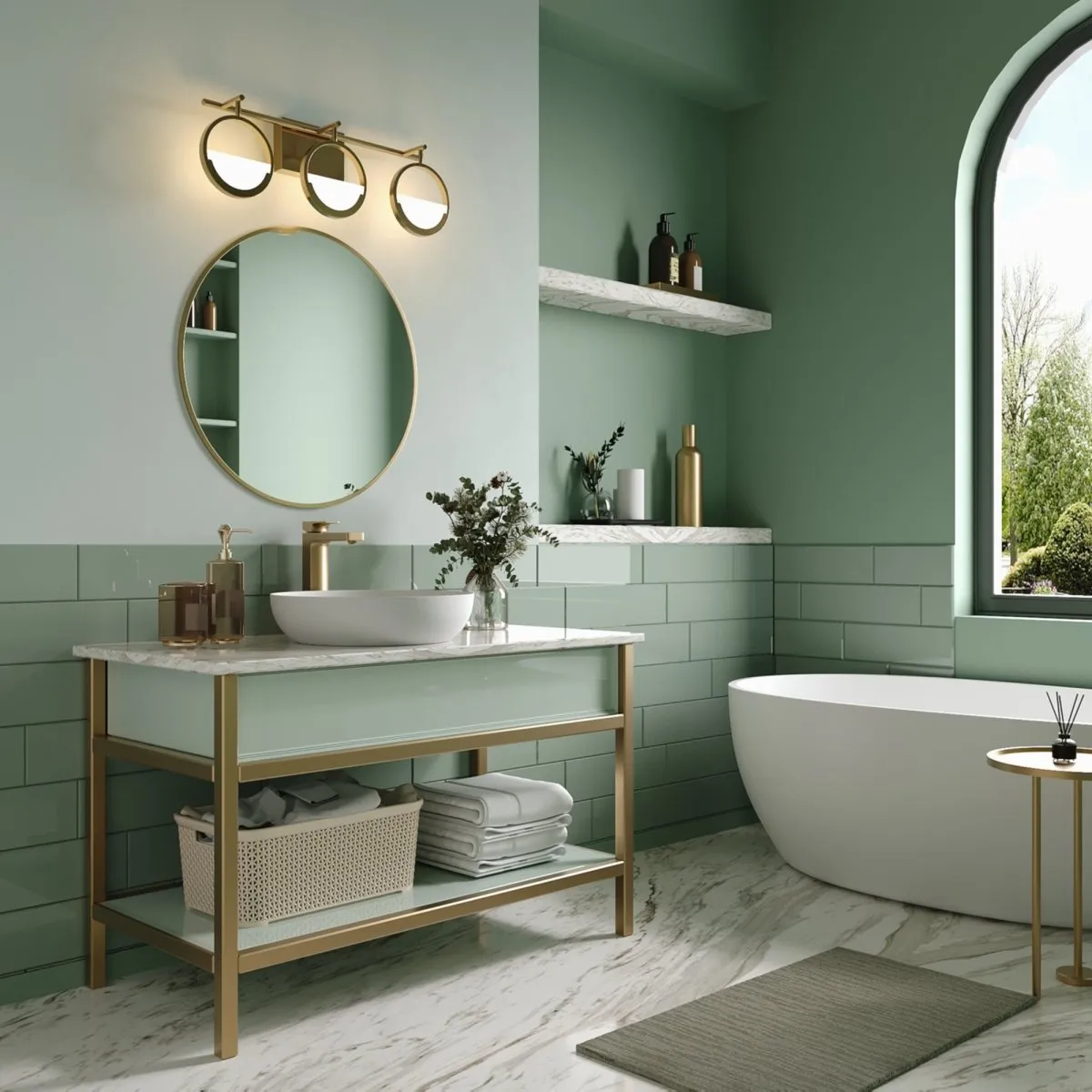 ExBrite Modern Simplicity LED Vanity Light with Rotatable Heads and Dimmable Brightness, Gold