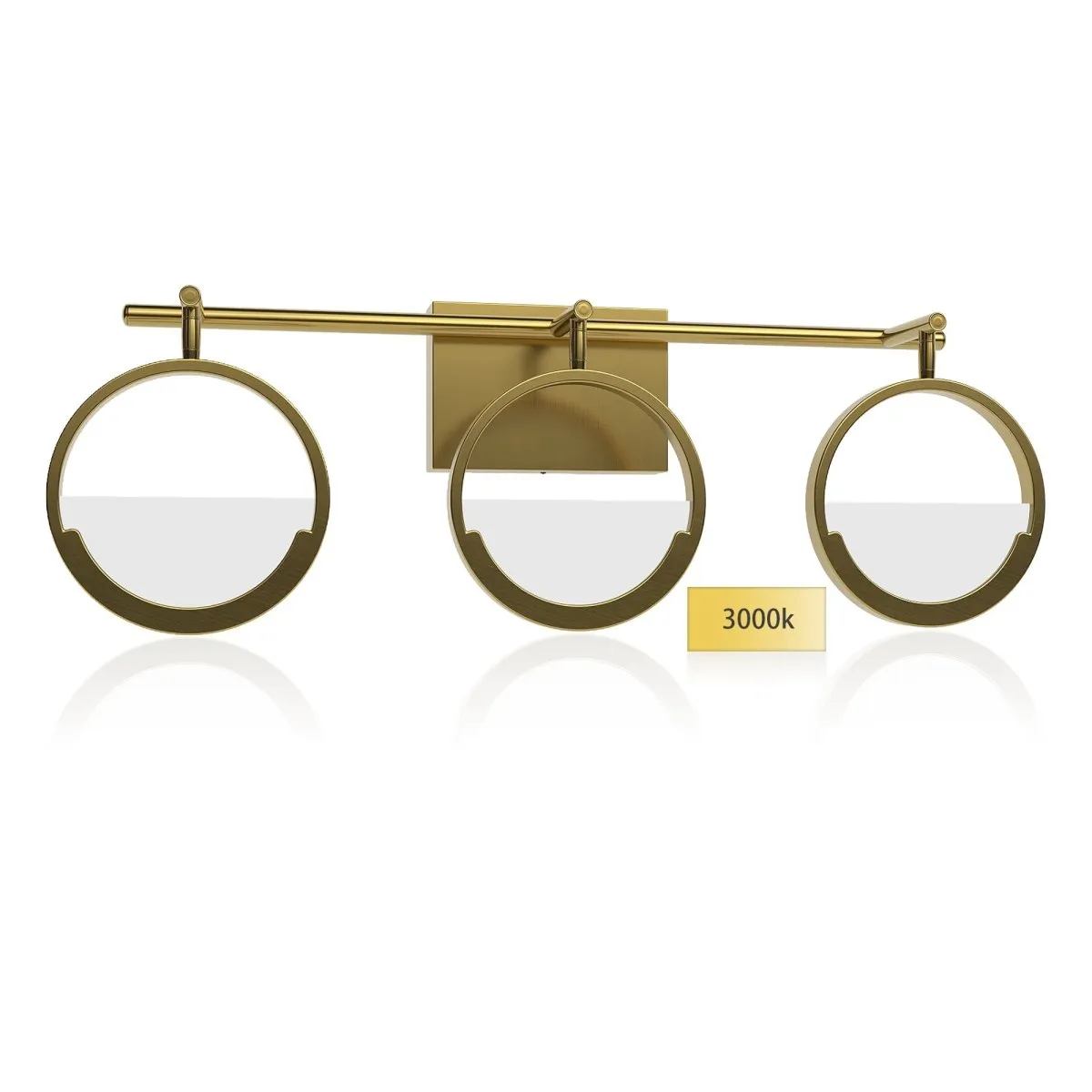 ExBrite Modern Simplicity LED Vanity Light with Rotatable Heads and Dimmable Brightness, Gold