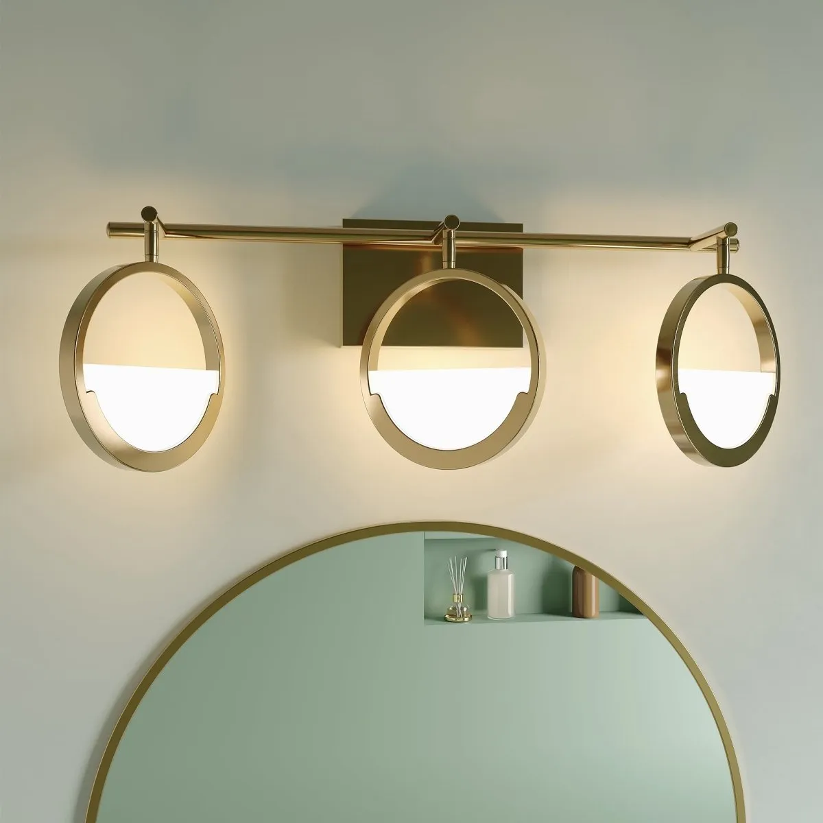 ExBrite Modern Simplicity LED Vanity Light with Rotatable Heads and Dimmable Brightness, Gold