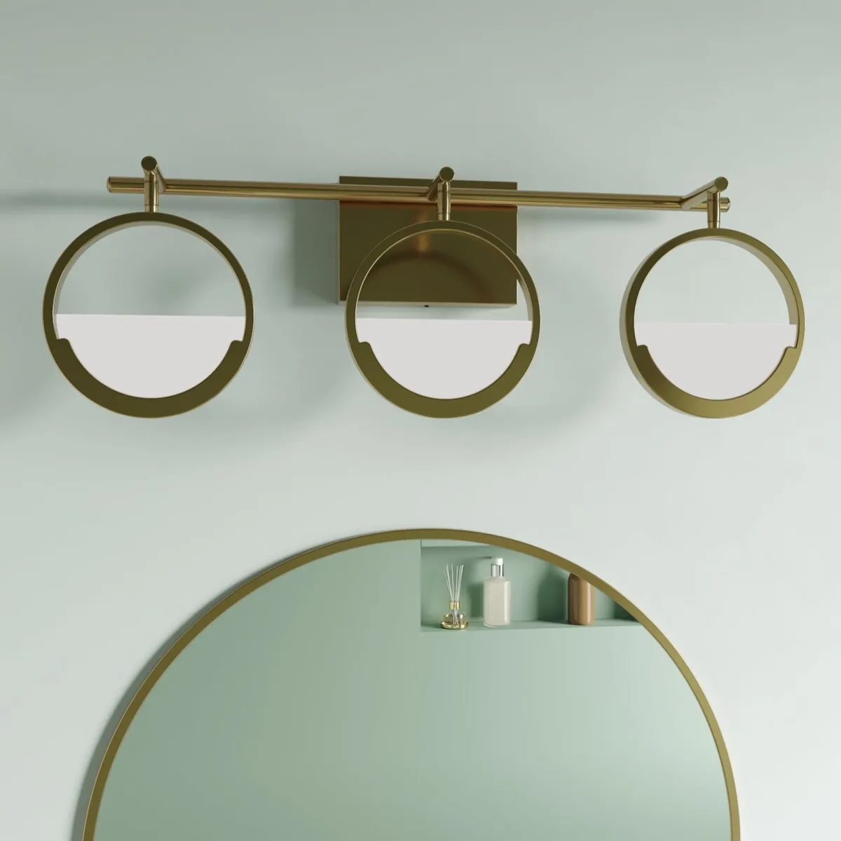 ExBrite Modern Simplicity LED Vanity Light with Rotatable Heads and Dimmable Brightness, Gold