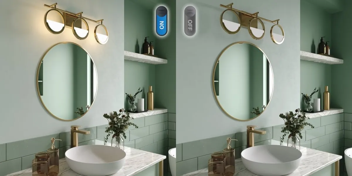 ExBrite Modern Simplicity LED Vanity Light with Rotatable Heads and Dimmable Brightness, Gold