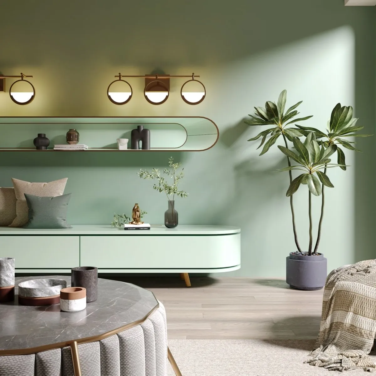 ExBrite Modern Simplicity LED Vanity Light with Rotatable Heads and Dimmable Brightness, Gold