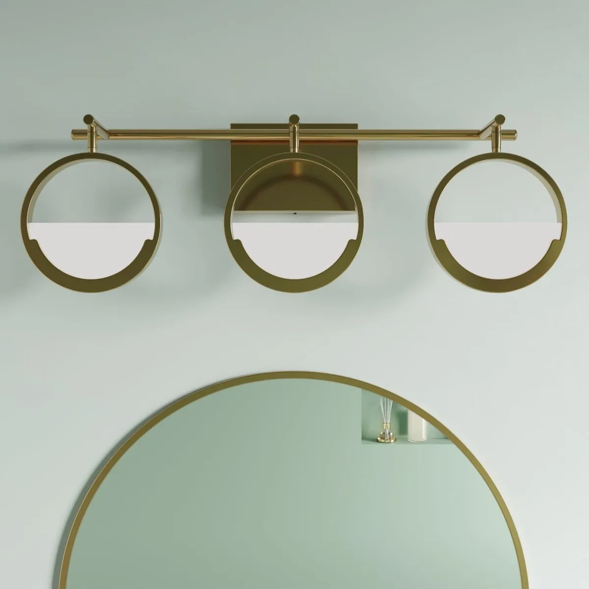 ExBrite Modern Simplicity LED Vanity Light with Rotatable Heads and Dimmable Brightness, Gold