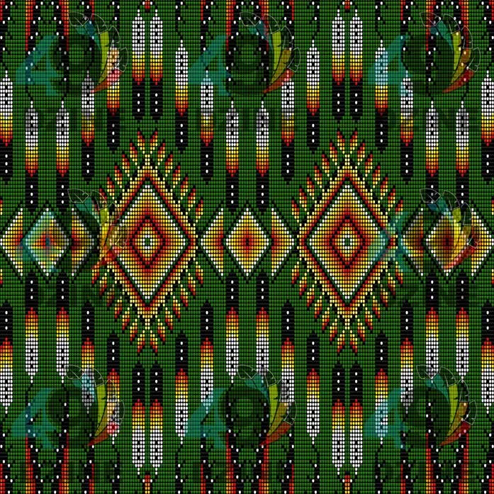 Fire Feather Green Satin Fabric By the Yard Pre Order